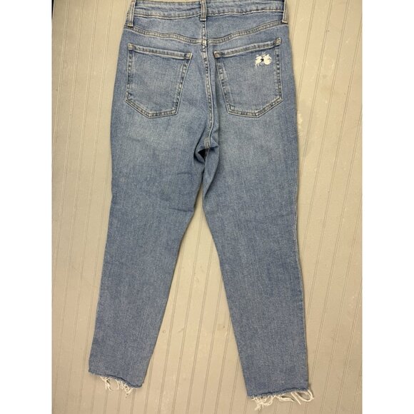 Old Navy Size 8 Womens Jeans OG Straight High Rise Stretch Distress Raw Hem - Picture 4 of 4